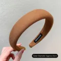 Khaki minimalist high-top padded headband hair hoop with handmade label detail - Milk Tea