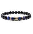 Detail shot of the beaded bracelet featuring blue tiger eye and micro-pave cubic zirconia. - Blue Tiger's Eye (28)