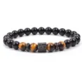 Exquisite beaded bracelet detail featuring black onyx, tiger eye stones, and paved cubic zirconia. - Yellow Tiger's Eye (35)