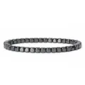 Detailed view of the dark metallic hematite cube bead bracelet, showing sleek geometric shape. - Square Abacus Bead