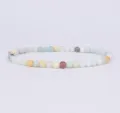 Detailed view of the 4mm natural stone beaded bracelet, showing exquisite bead texture and finish. - Multicolor Mix