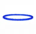 Detail view of the 4mm blue beaded bracelet, classic round yoga gemstone bracelet for daily wear. - Blue