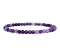 Close-up detail view of the 4mm purple gemstone beaded bracelet, showing smooth polished beads. - Purple Series