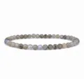 Close-up detail shot of a 4mm natural stone bead bracelet, showing delicate texture and luster. - Labradorite Color