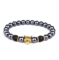 8mm Vulkasteen Magnetische Kralen Goud Luipaard Hoofd Armband Yoga Sieraden Mode - Luipaardkop decoratie / Zwart