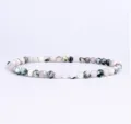 Natural stone bead bracelet featuring 4mm multi-color round gemstones with unique patterns. - White Green Gray Pink Mix