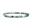 Green stone bead bracelet detail view, 4mm natural stone beaded yoga jewelry piece - Green Patterned Stone