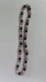 Detailed macro view of 10mm pink, black and AB white rhinestone Shamballa bead necklace - Pink Black AB White 3