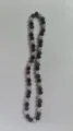 Close-up of 10mm Shamballa disco ball beads necklace in black red and white. - Black Red AB White