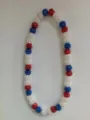 Detailed view of patriotic red, blue and white Shamballa clay rhinestone bead necklace - 157 / Approx. 44 Beads, Approx. 51cm (20 Inches)