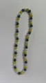 Detailed view of 10mm sparkly clay bead Shamballa necklace in black, gold, and silver - Black Gold and Silver