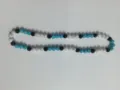 Detail view of 10mm shamballa beads necklace with blue black and white crystals - Black White Blue Contrast
