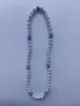 Macro detail of a Shamballa necklace featuring sparkly white and blue rhinestone beads - 194 / Approx. 44 Beads, Approx. 51cm (20 Inches)
