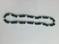 Close-up of 10mm dark green and crystal rhinestone Shamballa beaded necklace detail. - Dark Green Silver White