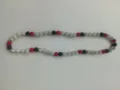 10mm sparkling rhinestone disco ball shamballa necklace with red black and white beads - Matching Color Bracelet (Approx. 19cm, 20 Beads) / Multicolor(58)