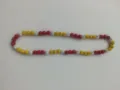 Detailed view of a 10mm disco ball pavé bead necklace in red, yellow, and white colors - 74 / Approx. 44 Beads, Approx. 51cm (20 Inches)