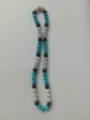 Detailed macro view of 10mm blue black white Shamballa rhinestone bead necklace - 87 / Approx. 44 Beads, Approx. 51cm (20 Inches)