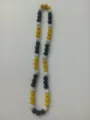 Close-up of 10mm black, gold, and silver rhinestone clay ball Shamballa necklace - 94 / Approx. 44 Beads, Approx. 51cm (20 Inches)