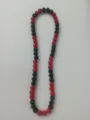 Detailed view of 10mm red and black rhinestone clay beads in a hip hop style necklace. - 77 / Approx. 44 Beads, Approx. 51cm (20 Inches)