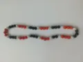 Red black and white 10mm rhinestone Shamballa bead necklace for baseball sports fans - 78 / Approx. 44 Beads, Approx. 51cm (20 Inches)
