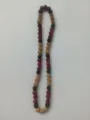 Close-up detail of 10mm Shamballa rhinestone clay bead necklace in red black and gold - 69 / Approx. 44 Beads, Approx. 51cm (20 Inches)
