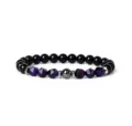 8mm purple faceted tiger eye and black stone beaded bracelet yoga meditation jewelry gift - 20