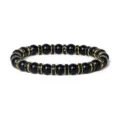 8mm Zwarte Agaat Kraal Armband met glanzende gouden strass afstandhouders sieraden - Zwart