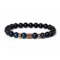 8mm Micro-Inlaid Zircon Tiger Eye Stone Black Stone Beaded Bracelet DIY Jewelry New - Style 31