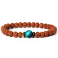7mm small vajra bodhi bracelet with blue stone bead wooden spacers meditation prayer jewelry - Style 5