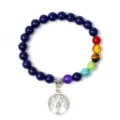 8mm Gemstone Tree of Life Yoga Bracelet Natural Lapis Lazuli Chakra Beaded Jewelry Detail Shot - 9