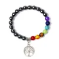 8mm Chakra beads bracelet with tree of life pendant yoga stone bracelet for meditation - 13