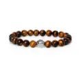Natural tiger eye gemstone beaded bracelet with silver alloy spacer charm for yoga meditation. - Tiger Eye Color