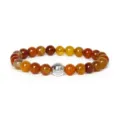 Natural agate gemstone beaded bracelet with metal spacer for yoga meditation and daily wear. - Agate Tiger's Eye