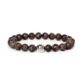 8mm gemstone beaded yoga bracelet with alloy spacer, stylish beaded jewelry for daily wear. - Dark Brown