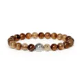 8mm natural agate gemstone bead bracelet with alloy charm yoga meditation jewelry detail - Multicolor Natural Stone