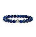 Blue stone bead bracelet with silver spacer charm for yoga meditation daily wear jewelry item - Blue Gemstone