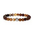 Natural Stone Agate Beaded Bracelet with Alloy Spacer Charm for Yoga and Meditation Jewelry - Multi Stone