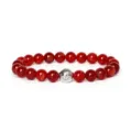 8mm red agate gemstone bead bracelet with vintage alloy spacer for yoga and meditation fashion. - Red Agate
