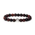 Close-up detail of 8mm natural gemstone yoga bead bracelet with decorative alloy spacer. - Mixed Yoga Stone