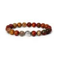8mm gemstone alloy spacer bead bracelet featuring natural agate tiger eye yoga jewelry style. - Multi Gemstone