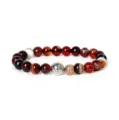 Natural agate stone gemstone yoga bracelet with alloy metal spacer bead for men and women - Multi Agate