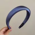 Diadema acolchada de satén azul elegante de estilo francés para accesorio de cabello - Azul marino