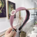 Eleganter rosa Haarreif mit Perlenring-Schnalle für Damen - Rosa (Rund)