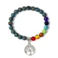 Natural stone bead bracelet with tree of life pendant yoga chakra healing jewelry for women men - 27