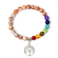 8mm gemstone chakra bead bracelet with silver tree of life pendant for yoga meditation jewelry - 37
