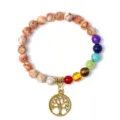 Tree of life chakra gemstone bead bracelet yoga meditation healing jewelry detail view. - 38