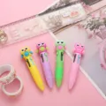 Cute mini 4-color ballpoint pen for students, lovely colorful push pen for journal writing. - Owl Series