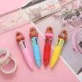 Cute cartoon mini 4 color ballpoint pen set, multi color press pens for student planner - Capybara Series