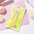 Cute macaron green stationery set with pens and highlighters for student school gifts. - 8-Piece Set / Lemon Yellow