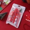Christmas stationery set multi-color pens cute student school gifts holiday supplies. - Christmas Set 6-Piece / Red
